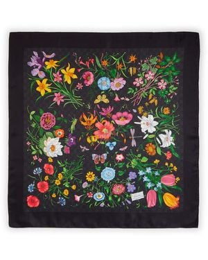 Gucci Silk Twill Scarf With Gg Print - Black
