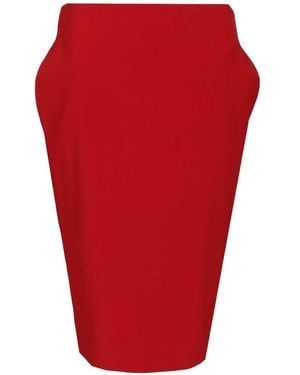 Saint Laurent Satin Pencil Skirt - Red