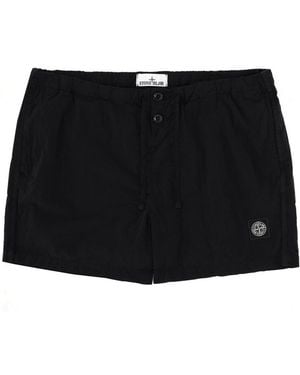 Stone Island Logo Swim Shorts - Black