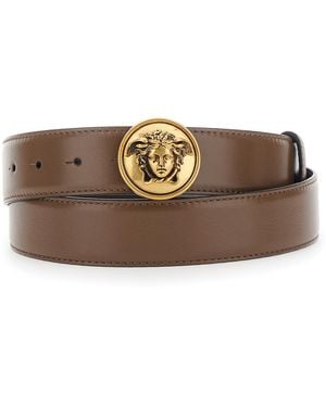 Versace Belt With Medusa Metal Buckle - Brown