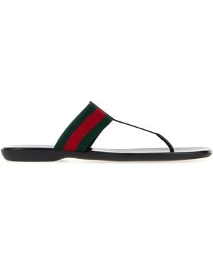 Gucci Fabric Thong Slippers - Black