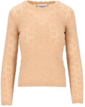 Isabel Marant Marant Etoile "Obeline-Gb" Open-Work Crewneck Sweater - Natural