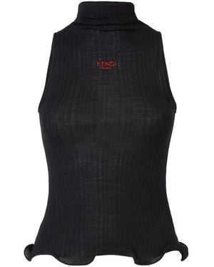 Fendi Tops With Logo - Black