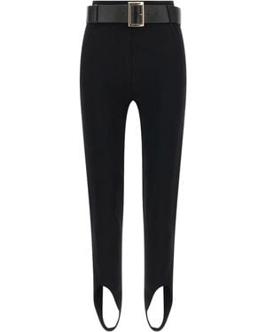 Self-Portrait Stretch Jersey Leggings With Belt - Black