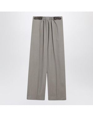 Loewe Mãlange Wool And Silk Pants With Belt - Gray