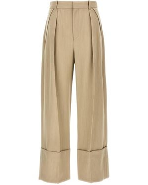 Victoria Beckham Wide-Leg Pants - Natural