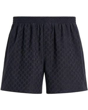 Gucci Gg Jacquard Silk Shorts - Blue
