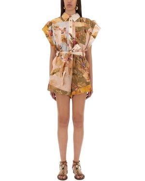 Zimmermann Short Overalls With "Ascension" Lapels - Natural
