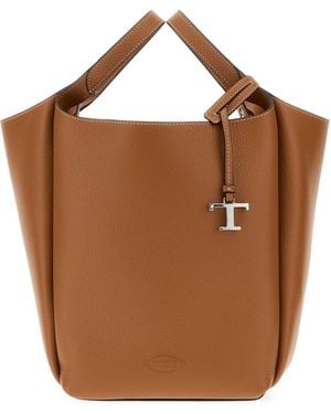 Tod's Camel Leather Apa Bucket Bag - Brown