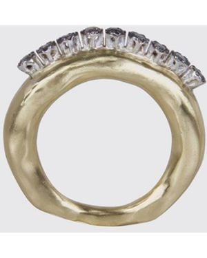 Rosa Maria Ring With Set Diamonds - Metallic