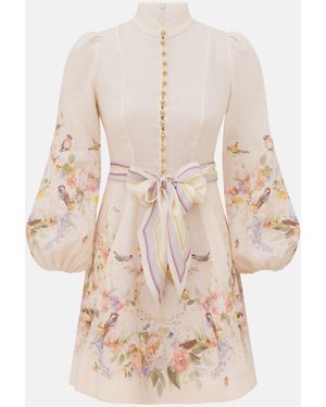 Zimmermann Valiant Button Mini Dress - Natural
