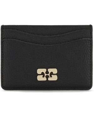 Ganni Grained Leather Card Holder - Black