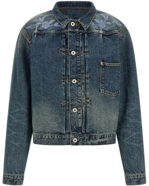 KENZO Floral Embroidery Denim Jacket - Blue