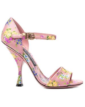 Dolce & Gabbana Keira Floral Buckle Sandals - Pink