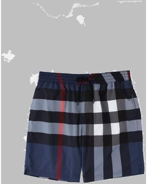 Burberry Check Shorts - Blue