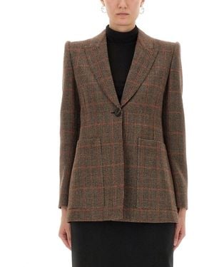Chloé Checked Wool Blazer - Brown