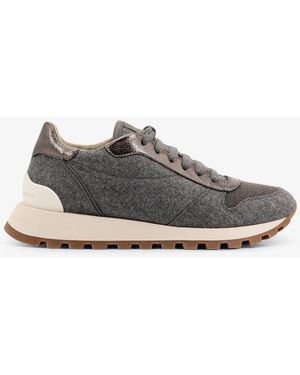 Brunello Cucinelli Low-Top Wool Flannel Sneakers With