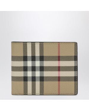 Burberry Bi-Fold Wallet With Check Pattern - Natural