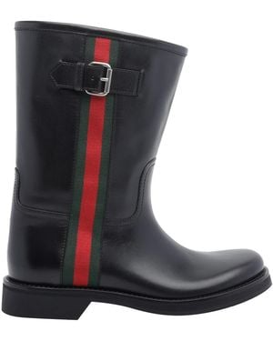 Gucci Web Tape Booties - Blue