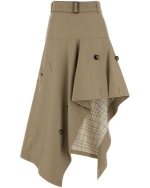 Burberry Cappuccino Gabardine Skirt - Natural