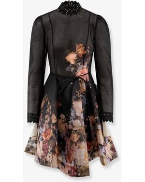 Zimmermann Valiant Embellish Mini Linen And Silk Dress - Black