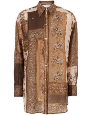 Zimmermann 'Lucky' Shirt With Classic Collar And All-Over Floral Print - Brown