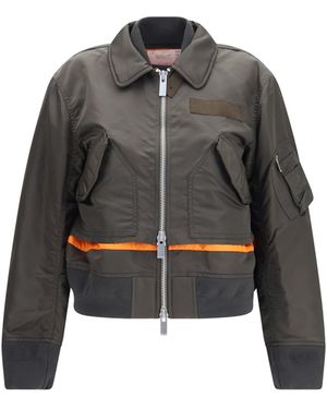Sacai Double-Zip Nylon Jacket D/Khaki - Gray
