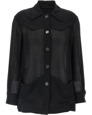 Ferragamo Semi-Transparent Wool Jacket - Black