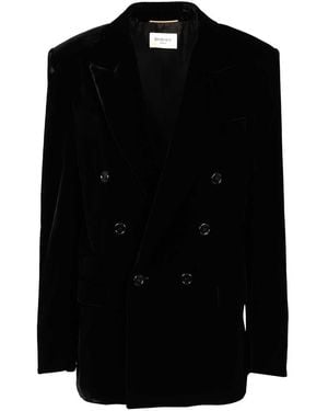 Saint Laurent Cassandre Double-Breasted Jacket - Black