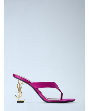 Saint Laurent Opyum Satin Thong Mule Sandals - Pink