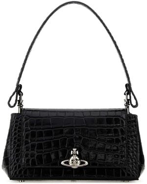 Vivienne Westwood Leather Medium Hazel Shoulder Bag - Black