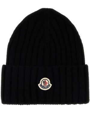 Moncler Wool Beanie Hat - Black