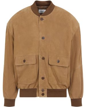 Saint Laurent Solid Bomber Jacket - Brown