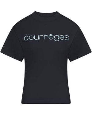Courreges Cotton T-Shirt With Print - Black