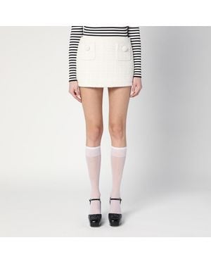 Marc Jacobs Ivory Textured Tweed Mini Skirt - White