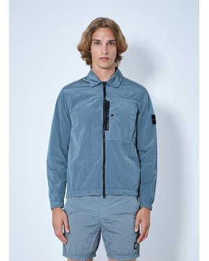 Stone Island Zip-Up Jacket With Chest Pocket - Blue