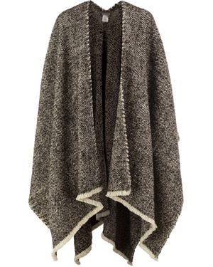 Brunello Cucinelli Herringbone Wool, Cashmere And Alpaca Cape - Gray