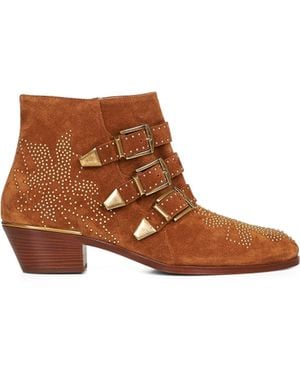 Chloé Chloã Ginger Nubuck Cowhide Susanna Ankle Boots - Brown