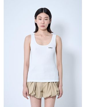 Chloé Chloã Logo Motif Tank Top - White