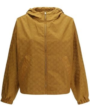 Gucci Short Technical Jacquard Jacket With All-Over Gg Motif - Natural