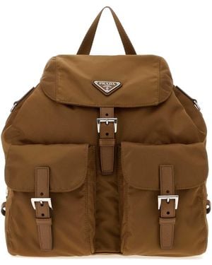 Prada Camel Canvas Backpack - Brown