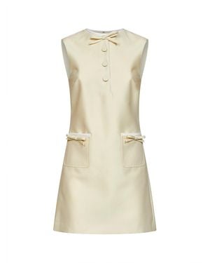 Self-Portrait Self Portrait Taffeta Mini Dress With Bows Detail - Natural