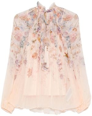 Zimmermann Valiant Printed Blouse - Pink