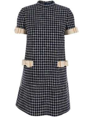 ワンピース VALENTINO ACETATE MINI DRESS Valentino Pleat-Front Mini Dress Fuchsia Wool-Silk Crepe