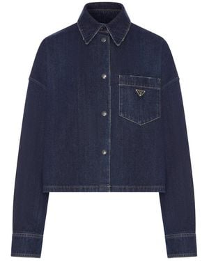 Prada Denim Shirt With Logo - Blue
