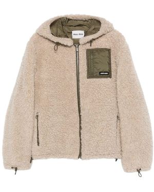 Miu Miu Teddy Blouson Jacket - Natural