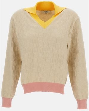 Fendi Color Block Ff T-Shirt - Natural