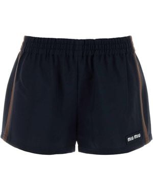 Miu Miu Midnight Mohair Blend Shorts - Blue