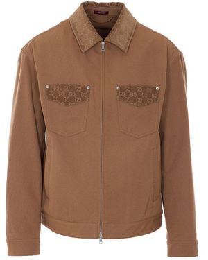 Gucci Gg Logo Jacket - Brown