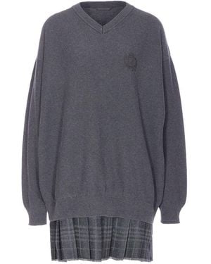 Balenciaga Layered Sweater Dress - Blue